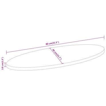 vidaXL Επιφάνεια Τραπεζιού Οβάλ 80x40x3,8cm Μασίφ Ξύλο Μάνγκο 1 τεμ.