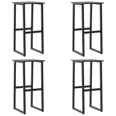 vidaXL Σκαμπό Μπαρ 4 τεμ. Μαύρα 38x38x80cm Ατσάλι με Ηλ. Βαφή Πούδρας