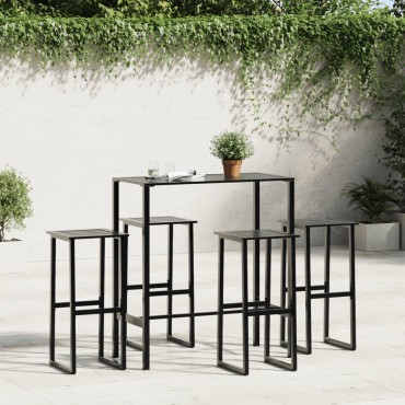 vidaXL Σκαμπό Μπαρ 4 τεμ. Μαύρα 38x38x80cm Ατσάλι με Ηλ. Βαφή Πούδρας