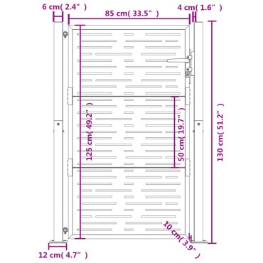 vidaXL Πύλη Κήπου Ανθρακί Τετράγωνο Σχέδιο 105 x 130 εκ. Ατσάλινη