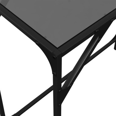 vidaXL Τραπέζι Κονσόλα Επιφάνεια Μαύρο Γυαλί 80x35x81cm Ατσάλι