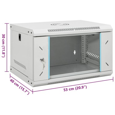 vidaXL Καμπίνα Δικτύου Επιτοίχια 6U 19'' IP20 53x40x30 εκ.