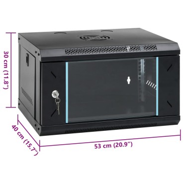 vidaXL Καμπίνα Δικτύου Επιτοίχια 6U 19'' IP20 53x40x30 εκ.