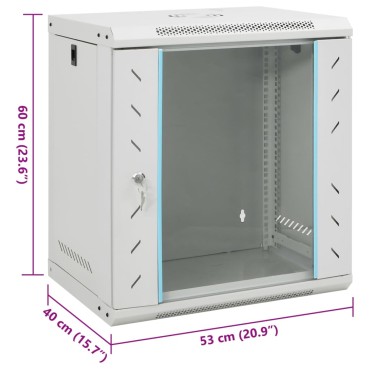 vidaXL Καμπίνα Δικτύου Επιτοίχια 12U 19'' IP20 53x40x60 εκ.
