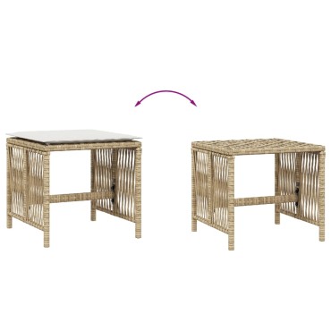 vidaXL Σκαμπό Κήπου 4 τεμ. Μπεζ 41x41x36cm Συνθ. Ρατάν με Μαξιλάρια