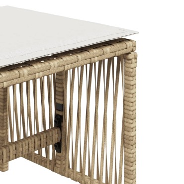 vidaXL Σκαμπό Κήπου 4 τεμ. Μπεζ 41x41x36cm Συνθ. Ρατάν με Μαξιλάρια