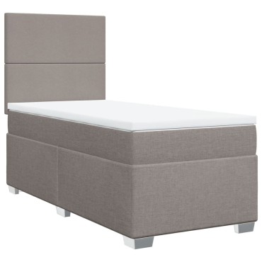 vidaXL Κρεβάτι Boxspring με Στρώμα Taupe 100x200cm Υφασμάτινο 1 τεμ. - Μονό