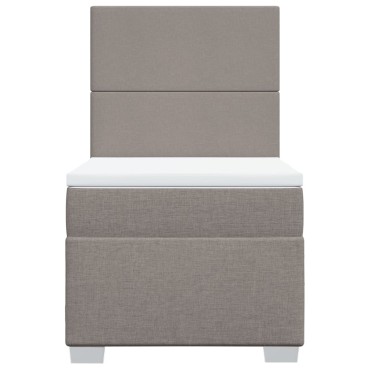 vidaXL Κρεβάτι Boxspring με Στρώμα Taupe 100x200cm Υφασμάτινο 1 τεμ. - Μονό