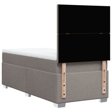 vidaXL Κρεβάτι Boxspring με Στρώμα Taupe 100x200cm Υφασμάτινο 1 τεμ. - Μονό