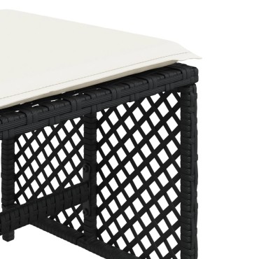 vidaXL Σκαμπό Κήπου 4 τεμ. Μαύρα 41x41x36 Συνθετικό Ρατάν με Μαξιλάρια 41x41x36cm