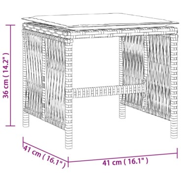vidaXL Σκαμπό Κήπου 4 τεμ. Μαύρα 41x41x36 Συνθετικό Ρατάν με Μαξιλάρια 41x41x36cm