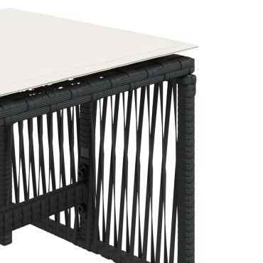 vidaXL Σκαμπό Κήπου 4 τεμ. Μαύρα 41x41x36 Συνθετικό Ρατάν με Μαξιλάρια 41x41x36cm