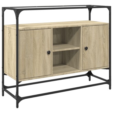 vidaXL Βοηθητικό Έπιπλο Γυάλ Επιφάνεια Sonoma Δρυς 98x35x81cm Επ Ξύλο 1 τεμ.