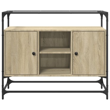 vidaXL Βοηθητικό Έπιπλο Γυάλ Επιφάνεια Sonoma Δρυς 98x35x81cm Επ Ξύλο 1 τεμ.