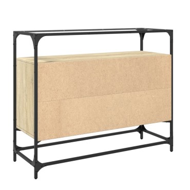 vidaXL Βοηθητικό Έπιπλο Γυάλ Επιφάνεια Sonoma Δρυς 98x35x81cm Επ Ξύλο 1 τεμ.