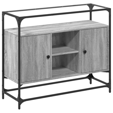 vidaXL Βοηθητικό Έπιπλο Γυάλ Επιφάνεια Γκρι Sonoma 98x35x81cm Επ Ξύλο 1 τεμ.