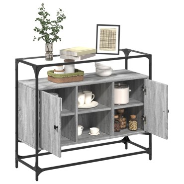 vidaXL Βοηθητικό Έπιπλο Γυάλ Επιφάνεια Γκρι Sonoma 98x35x81cm Επ Ξύλο 1 τεμ.