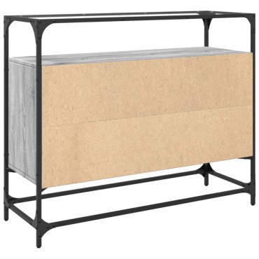 vidaXL Βοηθητικό Έπιπλο Γυάλ Επιφάνεια Γκρι Sonoma 98x35x81cm Επ Ξύλο 1 τεμ.