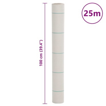 vidaXL Μεμβράνη Εδαφοκάλυψης Λευκή 1x25 μ. από Πολυπροπυλένιο