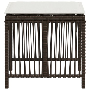 vidaXL Σκαμπό Κήπου 4 τεμ. Καφέ 41x41x36cm Συνθ. Ρατάν με Μαξιλάρια