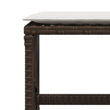 vidaXL Σκαμπό Κήπου 4 τεμ. Καφέ 41x41x36cm Συνθ. Ρατάν με Μαξιλάρια