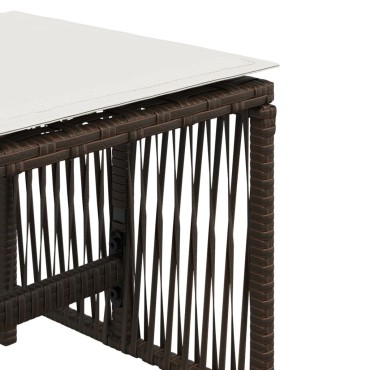 vidaXL Σκαμπό Κήπου 4 τεμ. Καφέ 41x41x36cm Συνθ. Ρατάν με Μαξιλάρια