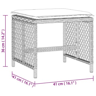 vidaXL Σκαμπό Κήπου 4 τεμ. Αν. Γκρι 41x41x36cm Συνθ. Ρατάν Μαξιλάρια