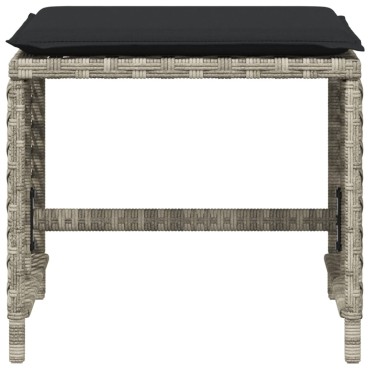 vidaXL Σκαμπό Κήπου 4 τεμ. Αν. Γκρι 41x41x36cm Συνθ. Ρατάν Μαξιλάρια