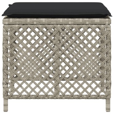 vidaXL Σκαμπό Κήπου 4 τεμ. Αν. Γκρι 41x41x36cm Συνθ. Ρατάν Μαξιλάρια