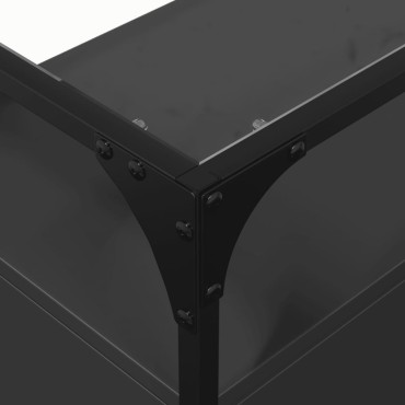 vidaXL Βοηθητικό Έπιπλο Γυάλ Επιφάνεια Μαύρο 98x35x81cm Επ Ξύλο 1 τεμ.