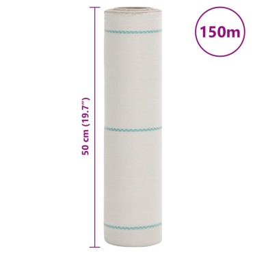 vidaXL Μεμβράνη Εδαφοκάλυψης Λευκή 0,5x150 μ. από Πολυπροπυλένιο