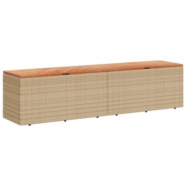 vidaXL Κουτί Αποθ. Κήπου Μπεζ 220x50x54cm Συνθ. Ρατάν/Μασίφ Ακακία