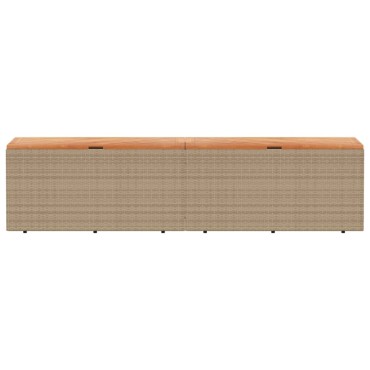 vidaXL Κουτί Αποθ. Κήπου Μπεζ 220x50x54cm Συνθ. Ρατάν/Μασίφ Ακακία