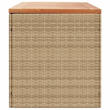 vidaXL Κουτί Αποθ. Κήπου Μπεζ 220x50x54cm Συνθ. Ρατάν/Μασίφ Ακακία