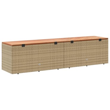 vidaXL Κουτί Αποθ. Κήπου Μπεζ 220x50x54cm Συνθ. Ρατάν/Μασίφ Ακακία