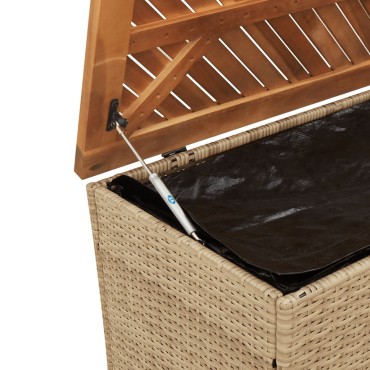 vidaXL Κουτί Αποθ. Κήπου Μπεζ 220x50x54cm Συνθ. Ρατάν/Μασίφ Ακακία