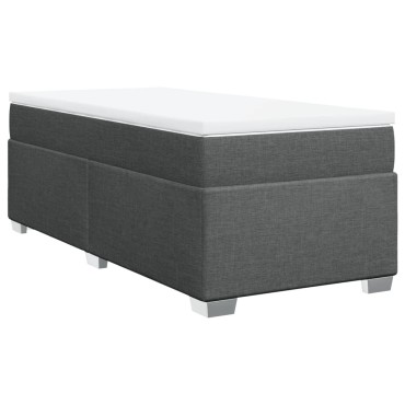 vidaXL Κρεβάτι Boxspring με Στρώμα Σκούρο Γκρι 90x200 εκ. Υφασμάτινο