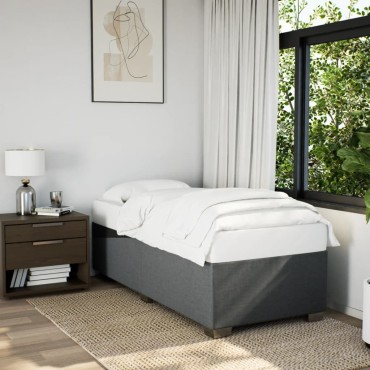 vidaXL Κρεβάτι Boxspring με Στρώμα Σκούρο Γκρι 90x200 εκ. Υφασμάτινο