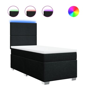 vidaXL Κρεβάτι Boxspring με Στρώμα Μαύρο 80 x 200 εκ. Υφασμάτινο