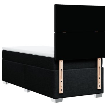 vidaXL Κρεβάτι Boxspring με Στρώμα Μαύρο 80 x 200 εκ. Υφασμάτινο