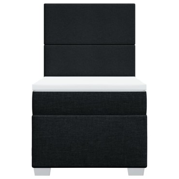 vidaXL Κρεβάτι Boxspring με Στρώμα Μαύρο 80 x 200 εκ. Υφασμάτινο