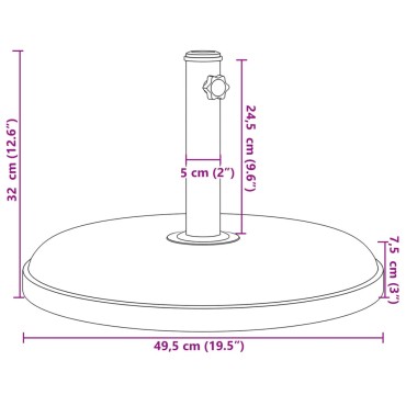 vidaXL Βάση Ομπρέλας για Ιστό Ø32/35/38 χιλ. 25 κ. Στρογγυλή