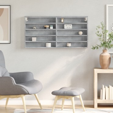 vidaXL Βιτρίνα Γκρι Σκυροδέματος 100x8,5x50cm από Επεξεργασμένο Ξύλο