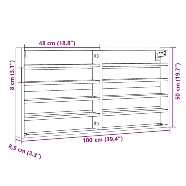 vidaXL Βιτρίνα Γκρι Σκυροδέματος 100x8,5x50cm από Επεξεργασμένο Ξύλο