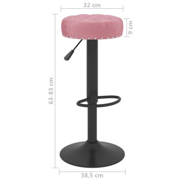 vidaXL Σκαμπό Μπαρ 2 τεμ. Ροζ Βελούδινα 38,5x38,5x(63-83)cm