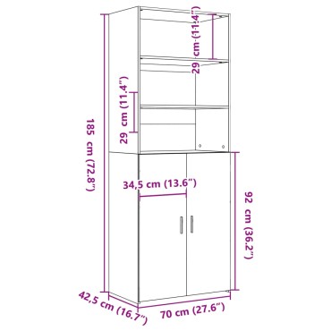 vidaXL Ντουλάπι Λευκό 70x42,5x185cm Επεξεργασμένο Ξύλο 1 τεμ.