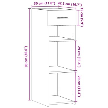 vidaXL Συρταριέρα Λευκή 30x42,5x93cm από Επεξεργασμένο Ξύλο 1 τεμ.
