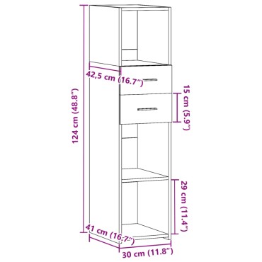 vidaXL Ντουλάπι Μαύρο 30x42,5x124cm από Επεξεργασμένο Ξύλο 1 τεμ.