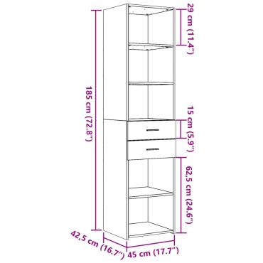 vidaXL Ντουλάπι Καφέ Δρυς 45x42,5x185cm από Επεξεργασμένο Ξύλο 1 τεμ.