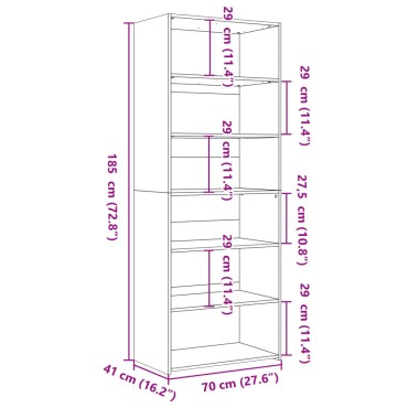 vidaXL Ντουλάπι Μαύρη 70x41x185cm από Επεξεργασμένο Ξύλο 1 τεμ.